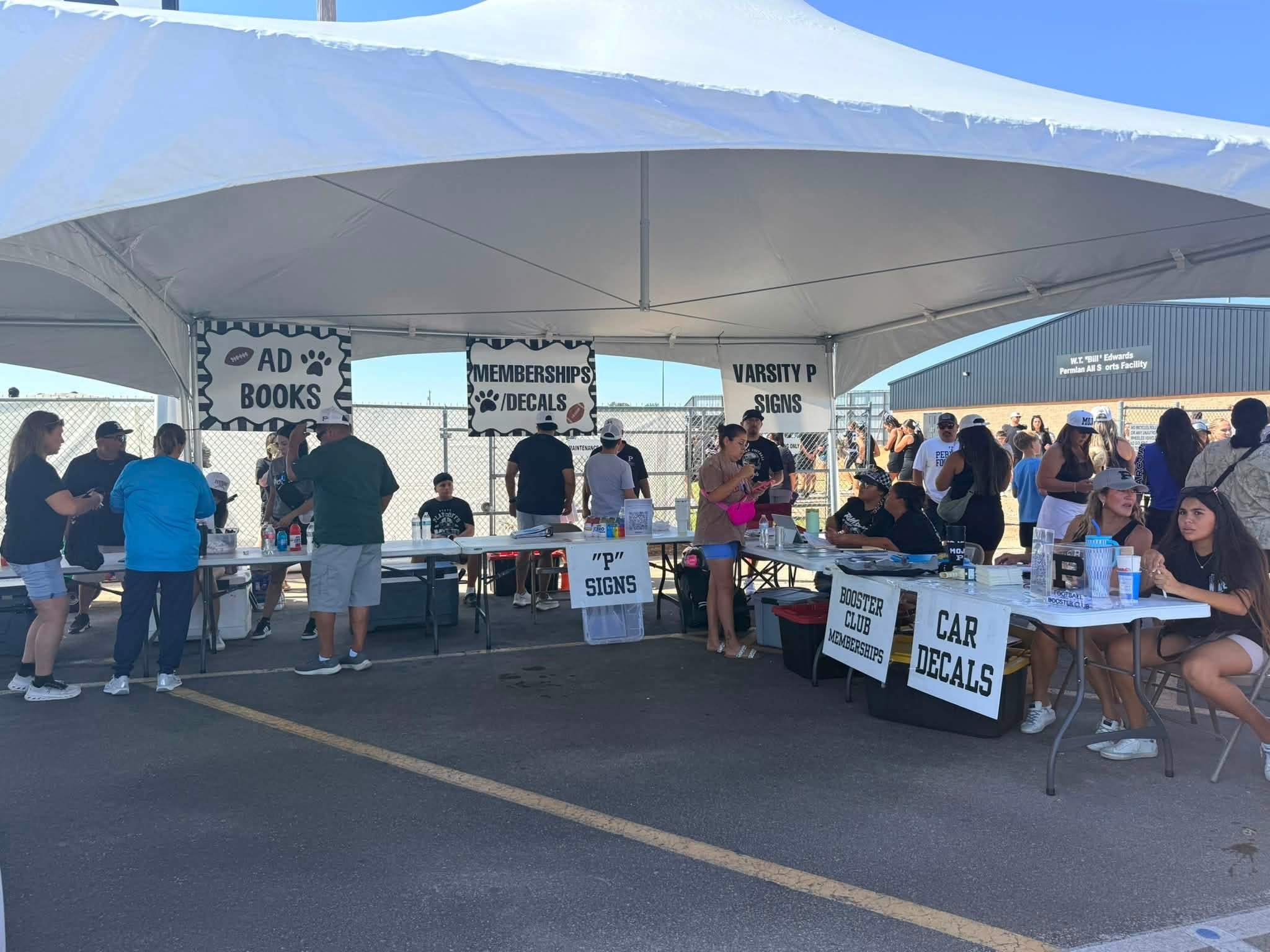 Permian Panthers booster club membership tent